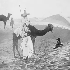 Where they don t have floods. A scene in the Sahara, showing an Arab tribesman