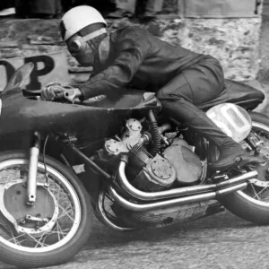 Douglas Isle of Man Print: Geoff Duke on Italian Gilera at Governors Bridge Douglas Isle of Man Print: Geoff Duke on Italian Gilera at Governors Bridge