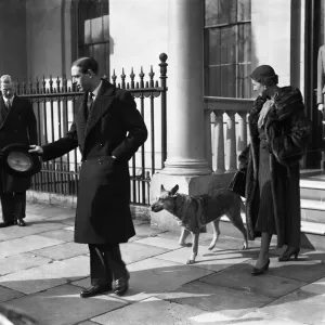 The Duke and Duchess of Kent, and their alsatian leaving home in Belgrave Square The Duke and Duchess of Kent, and their alsatian leaving home in Belgrave Square