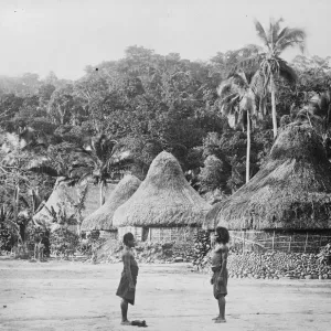 Duke and Duchess of Yorks tour, to visit Suva, Fiji Islands. A typical native village