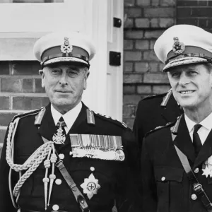 The Duke of Edinburgh and his Uncle Admiral of the Fleet Earl Mountbatten on the