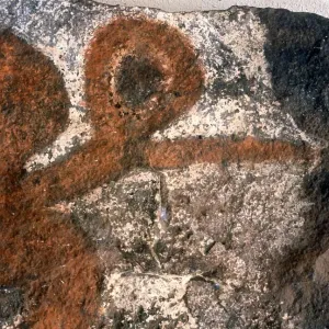 Easter Island - Birdman cult - Detail of an ancient rock painting of one of the bird Easter Island - Birdman cult - Detail of an ancient rock painting of one of the bird