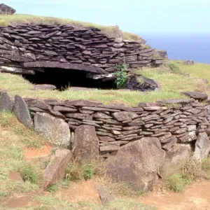 Easter Island Birdman Mythology Part of the huge dwellings on the rim of the volcano Easter Island Birdman Mythology Part of the huge dwellings on the rim of the volcano