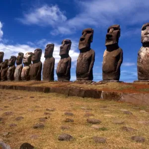 Easter Island Print: Ancient Volcanic Quarry with Giant Statues Easter Island Print: Ancient Volcanic Quarry with Giant Statues