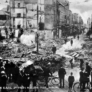 Easter Rebellion Print: North Earl Street from Nelson Pier, Dublin