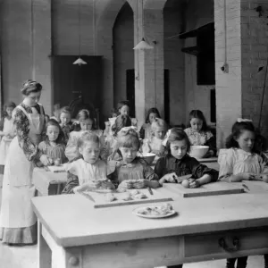 Edwardian Schoolgirls in Cooking Lesson Print Edwardian Schoolgirls in Cooking Lesson Print