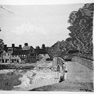 An embroided picture of Eynsford bridge. 1936