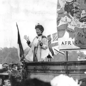 Emmeline Pankhurst, speaking at Hyde Park London - May 1917 Emmeline Pankhurst, speaking at Hyde Park London - May 1917