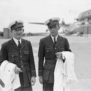 The Empire flying-boat Caledonia is being prepared at Southampton for her first The Empire flying-boat Caledonia is being prepared at Southampton for her first
