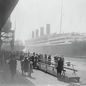 The famous Cunard liner Aquitania leaving Southampton for New York on Saturday