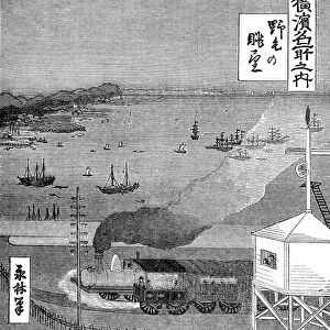 The First Railway in Japan ( sketched by a native artist ) The opening ceremony