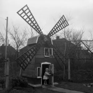 1959 Print of a Windmill Playhouse in a Garden 1959 Print of a Windmill Playhouse in a Garden