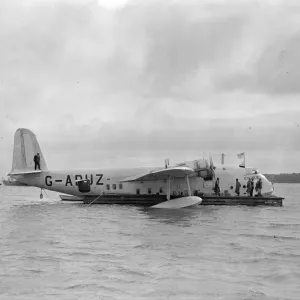 Print of flying boat Cygnus using new embarkation raft Print of flying boat Cygnus using new embarkation raft