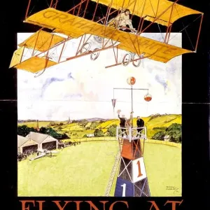 Flying Hendon 1913 London Underground Poster Print