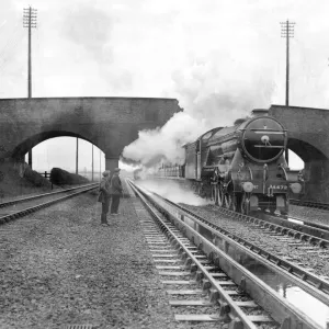 Vintage Print of The Flying Scotsman at Knebworth Water Stop Vintage Print of The Flying Scotsman at Knebworth Water Stop