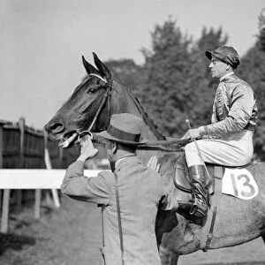 Gatwick Racecourse, Sussex, England. Jack Sirett, the Flat Race Jockey