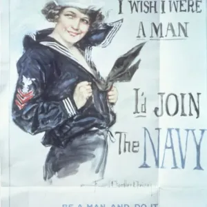 Gee!! I Wish I Were a Man, Navy Recruitment Print Gee!! I Wish I Were a Man, Navy Recruitment Print