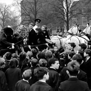 The giant Easter Egg filled with lots and lots of cream toffees is loaded onto The giant Easter Egg filled with lots and lots of cream toffees is loaded onto