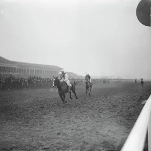 Le Grand National. La fin de la course, montrant le vainqueur, Master Robert. Le Grand National. La fin de la course, montrant le vainqueur, Master Robert.