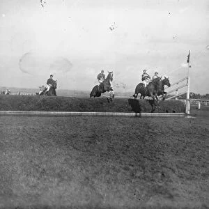 The Grand National Race at Liverpool Taking the water jump 19 March 1921