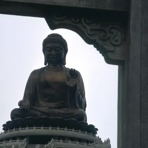 The great bronze Buddha on the island of Lintau made in modern times in China this The great bronze Buddha on the island of Lintau made in modern times in China this