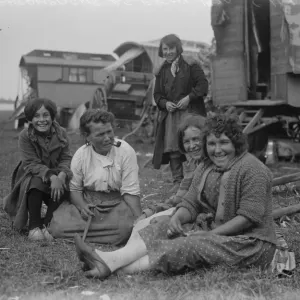 Print of a Gipsy encampment at Epsom, 30 May 1930 Print of a Gipsy encampment at Epsom, 30 May 1930