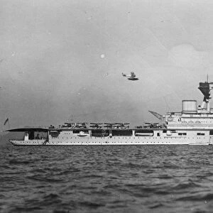 HMS Hermes, British Aircraft Carrier, in Chinese waters. 5 February 1927