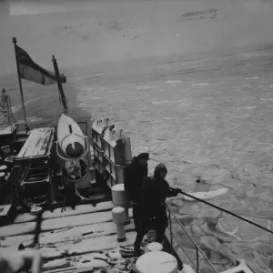 Ice floes in North Sea. Ice floes are still menacing fishing fleets and colliers in the North Sea