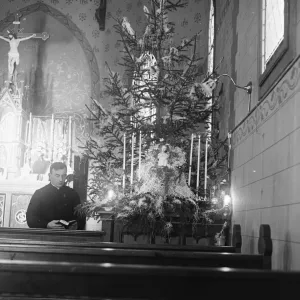Christmas Print of Murren Village Church Interior Christmas Print of Murren Village Church Interior