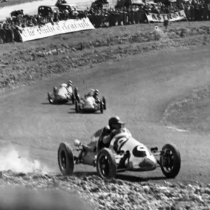 International motor racing at Brands Hatch Headland driving his Cooper 9 skidded