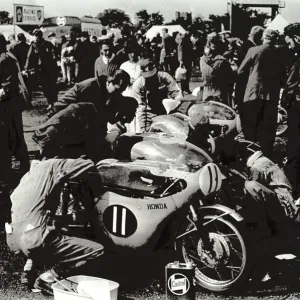 Isle of Man Print: Mechanics in Honda Pits, 1964 Isle of Man Print: Mechanics in Honda Pits, 1964