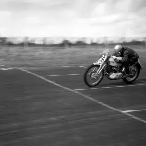 Vincent Motorbike Print: John Surtees at the Finish Line