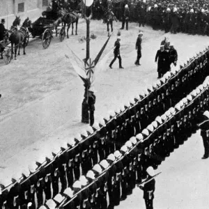 King Edward VII and his Maltese corp. His Majesty inspecting a guard of honour of King Edward VII and his Maltese corp. His Majesty inspecting a guard of honour of