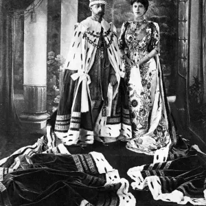 King George V and Queen Mary in Coronation Robes Print King George V and Queen Mary in Coronation Robes Print