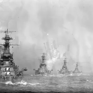 Print of The King leads his fleet at Torbay, a photograph from 1922 Print of The King leads his fleet at Torbay, a photograph from 1922