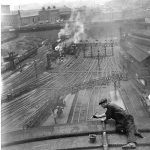 Kings Cross Station Roof Cleaning Print