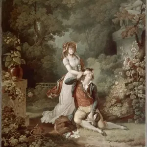 Print of a couple caught in an intimate moment Print of a couple caught in an intimate moment