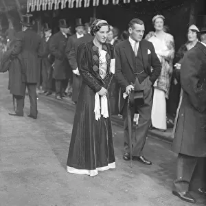 Lady Allenby leaves after state Opening of Parliament by the King. 26 October 1937