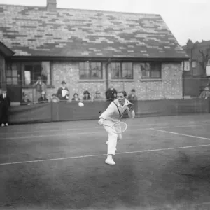 Lawn tennis tournament at Magdalen Park. P Wheatley in play in the Gents Singles Lawn tennis tournament at Magdalen Park. P Wheatley in play in the Gents Singles