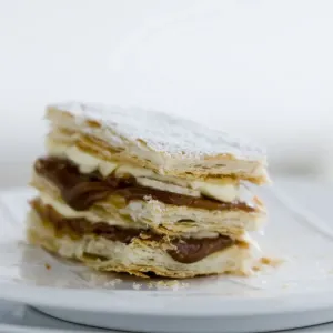 Layered mille feuilles pastry with whipped cream and dulce de leche. credit: Marie-Louise Layered mille feuilles pastry with whipped cream and dulce de leche. credit: Marie-Louise