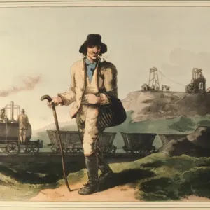 A Leeds miner and Bienkinsop loco (aquatint)