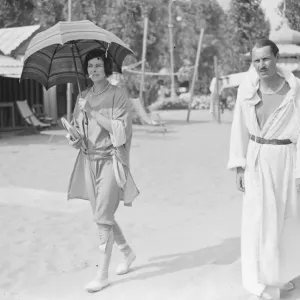On the Lido Miss Iris Ford and Count Maurice De Bosdari 25 August 1926 On the Lido Miss Iris Ford and Count Maurice De Bosdari 25 August 1926