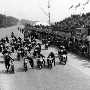 Lightweight TT Race at Isle of Man The massed start of the lightweight TT which Lightweight TT Race at Isle of Man The massed start of the lightweight TT which