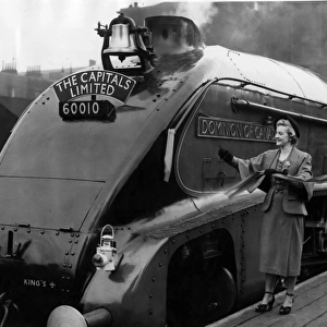 London to Edinburgh non stop Express train. Anne Crawford cuts the tape