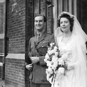 Maj James G Gilbertson, M. C. Royal Artillery and Miss Diana M. Adams leaving holy Trinity Church Maj James G Gilbertson, M. C. Royal Artillery and Miss Diana M. Adams leaving holy Trinity Church