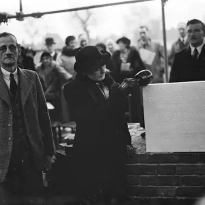 The Mayoress of Woolwich, Mrs Berry, lays the foundation stone. 25 January 1936 The Mayoress of Woolwich, Mrs Berry, lays the foundation stone. 25 January 1936