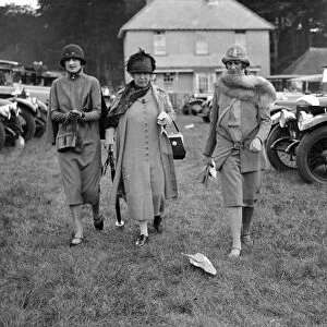 Miss Leigh, Lady Marshall Hall and Miss Lumb at Goodwood Racecourse, Sussex, UK