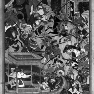 Mogul Akbar Period c 1590 From the Akbarnamah Manuscript Assassination of Bairam Mogul Akbar Period c 1590 From the Akbarnamah Manuscript Assassination of Bairam