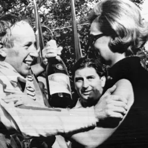 Monza Italy Print: John Surtees congratulated by Mrs Margherita Bandini