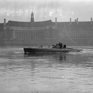 Motor torpedo boat built for foreign government undergoes tests on Thames